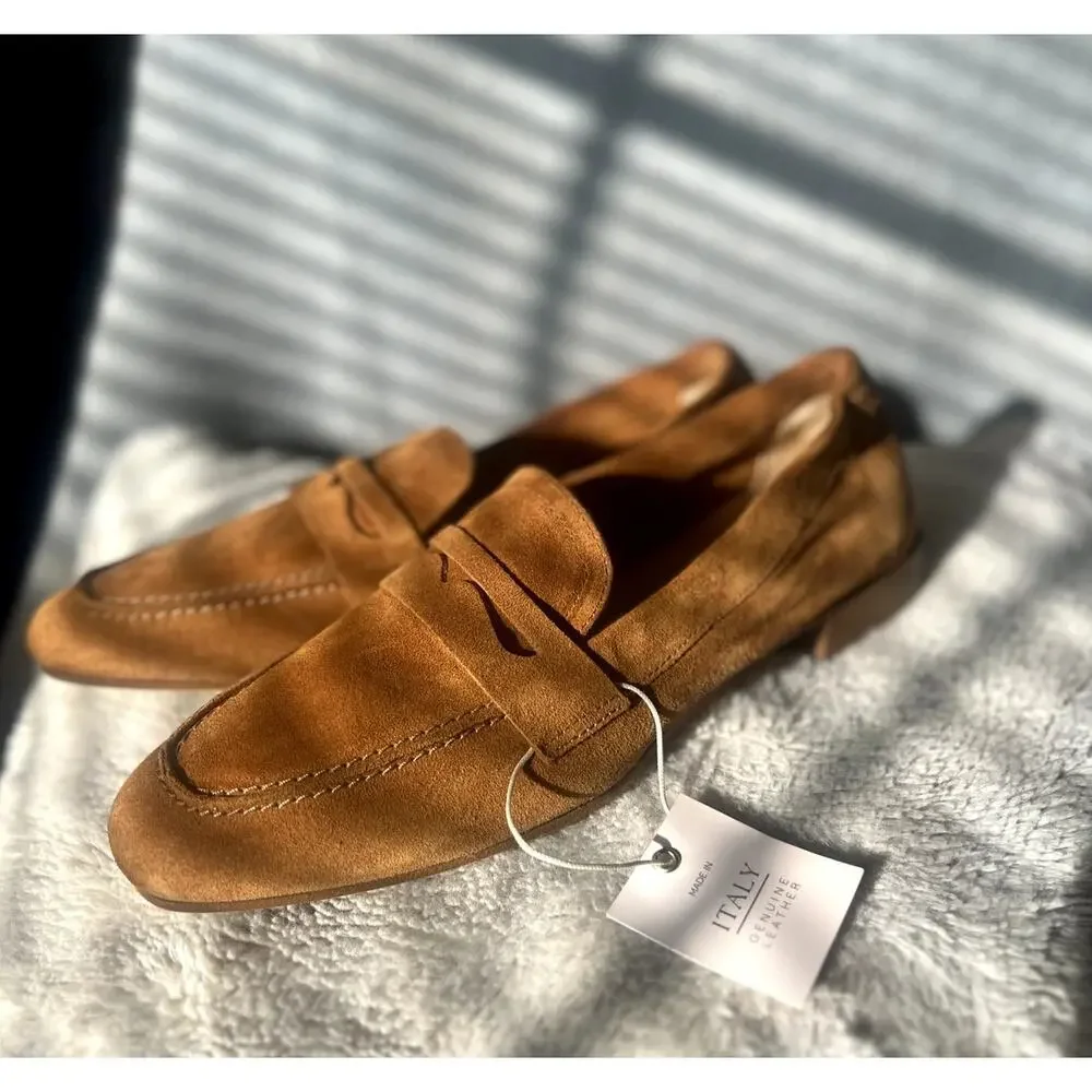 NEW Lamica Zuena Womens Driver Suede Penny Loafers Size 9.5/40 Women's Italian - Picture 1 of 7